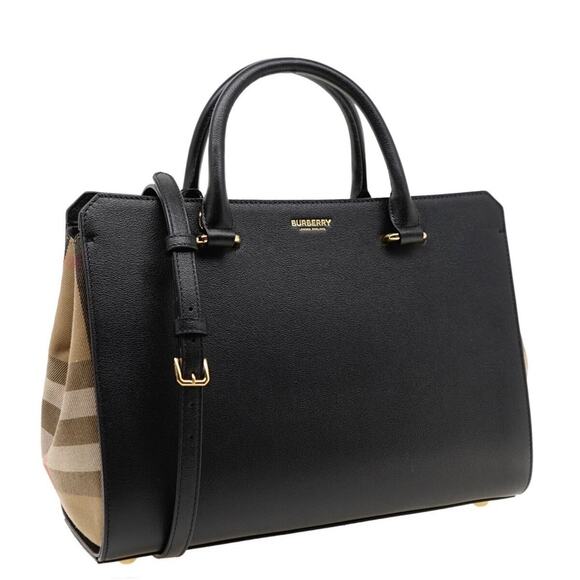 Burberry Black and Tan Banwell top handle Handbag - Picture 1 of 9